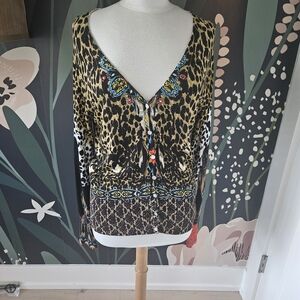 Leopard Print V-Neck Women's Top